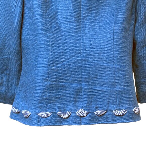 Boden‎ Azrue Linen Blend Peter Pan Collar Cropped Blazer - Picture 9 of 12